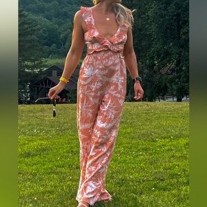 H&M Tropical Print Linen Pant Romper